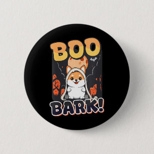 Dames Halloween Hond Boo Bark V-Neck Ronde Button 5,7 Cm