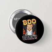 Dames Halloween Hond Boo Bark V-Neck Ronde Button 5,7 Cm (Voorkant /achterkant)