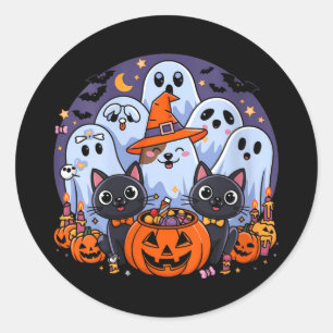 Dames Halloween Hond Geest Grappige Halloween Hond Ronde Sticker