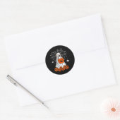Dames Halloween Hond Geest V-Neck Ronde Sticker (Envelop)