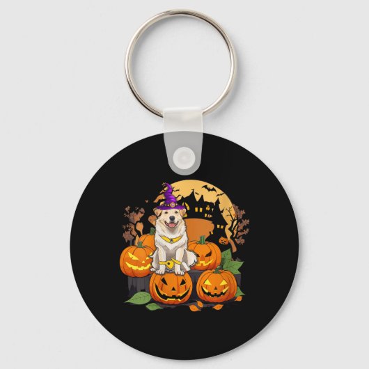 Dames Halloween Hond V-Hals T-Shirt3 Sleutelhanger (Voorkant)