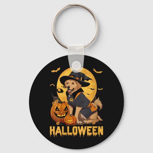 Dames Halloween Hond V-Hals T-Shirt4 Sleutelhanger (Voorkant)