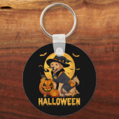 Dames Halloween Hond V-Hals T-Shirt4 Sleutelhanger (Voorkant)