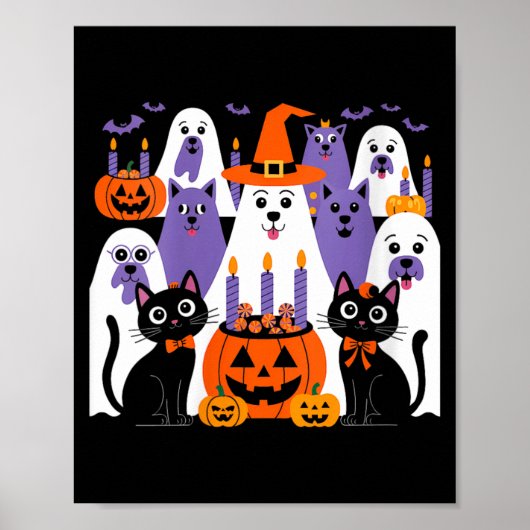 Dames Halloween Hond Vervaardigd Als Geest Grappig Poster (Voorkant)