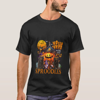 Dames Halloween Met Mijn Sproodles Twee Cute Honde T-shirt