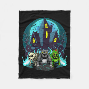 Dames Halloween Pitbulls Zombie Skelet Zwart Fleece Deken