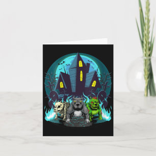 Dames Halloween Pitbulls Zombie Skelet Zwart Kaart