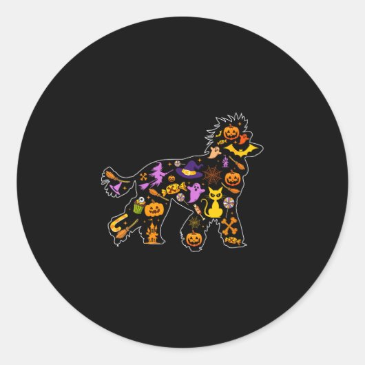 Dames halloween poedel hond ronde sticker (Voorkant)