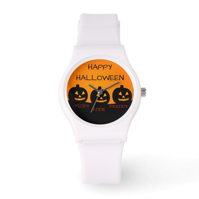 Dames Halloween Sportief Wit Silicon Horloge (Voorkant)