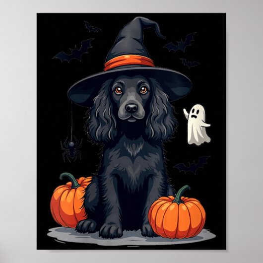 Dames Halloween Thema Er Spaniel Hond Zwart Poster (Voorkant)