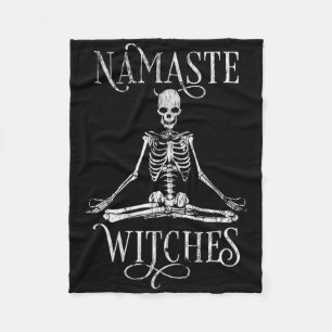 Dames Halloween Yoga Skelet Namaste met afgetakeld Fleece Deken
