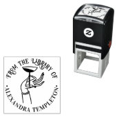 Dame's hand met champagneglas Bibliotheekboek Zelfinktende Stempel (In situ)