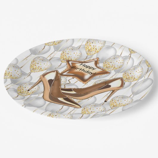 Dames Happy Birthday Papieren Bordje (Gekanteld)