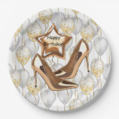 Dames Happy Birthday Papieren Bordje (Voorkant)