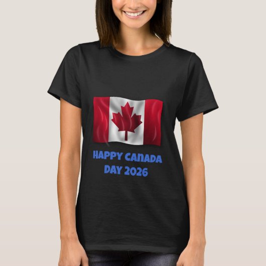 Dames Happy Canada Day T-shirt (Voorkant)