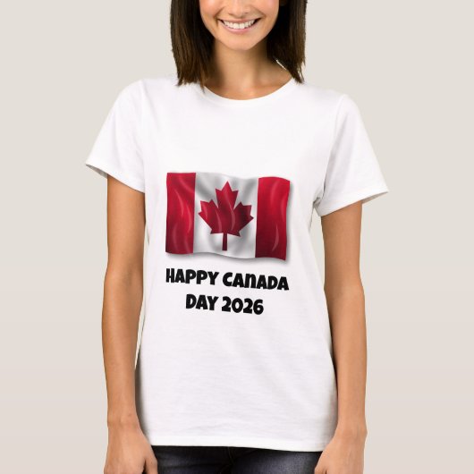 Dames Happy Canada Day T-shirt (Voorkant)