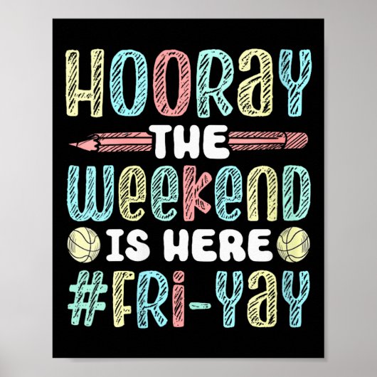 Dames Happy Friday Vrij Yay Leraar School Meme V- Poster (Voorkant)