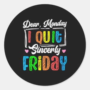 Dames Happy Friday Vrij Yay Leraar School Meme V- Ronde Sticker