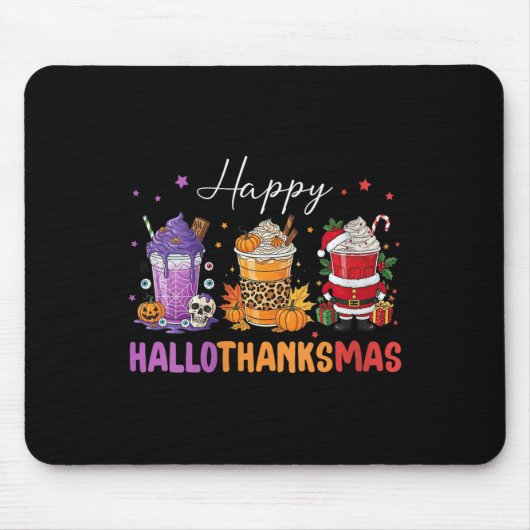 Dames Happy Hallothanksmas Halloween Thanksgiving Muismat (Voorkant)