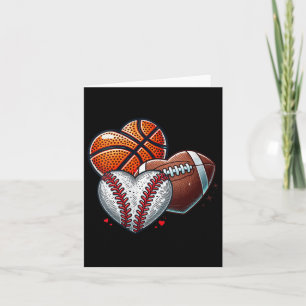 Dames Hart Voetbal Basketbal Honkbal Valentin Kaart