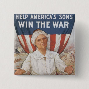Dames! Help de Amerikaanse Sons Vierkante Button 5,1 Cm