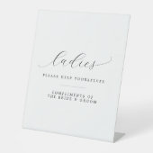 Dames, help jezelf op je kamer bruiloft reclamebord met voetstuk (Voorkant)