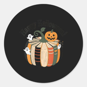 Dames Herfst Boek Pompoen Geest Lezen Gelukkig Ronde Sticker