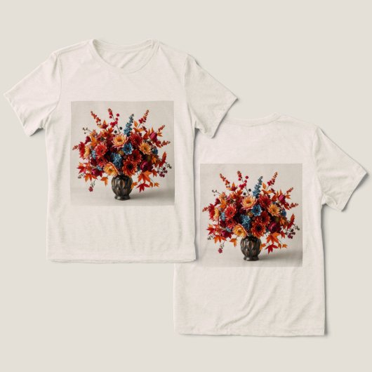 Dames Herfst Boeket Triblend T-Shirt (Ontwerp Voorkant & Achterkant)