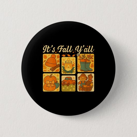 Dames Het is Herfst Y'all Pompoen Vogelverschrikke Ronde Button 5,7 Cm (Voorkant)