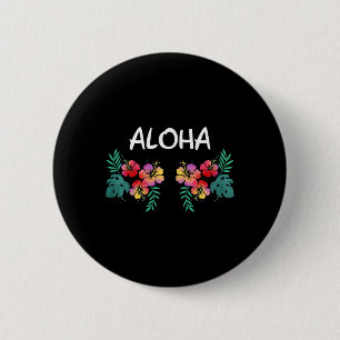 Dames Hibiscus Bloemen Borst Hawaïaanse Aloha Hawa Ronde Button 5,7 Cm