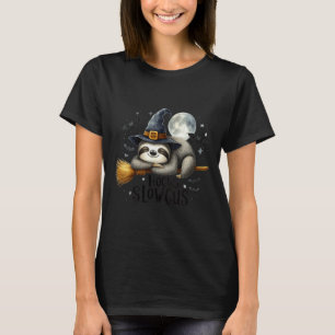 Dames hocus slowcus grappige halloween luiaard hek t-shirt