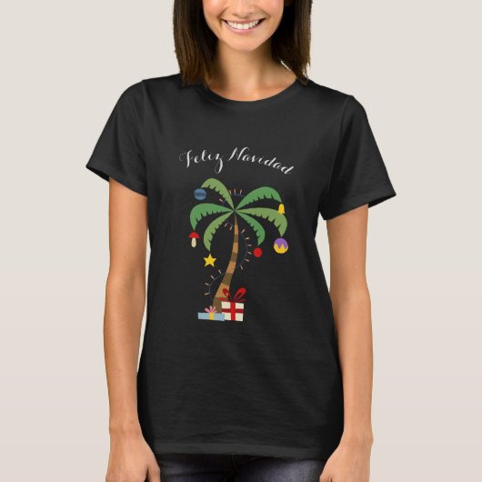 Dames Holiday Shirt-Feliz Navidad T-shirt (Voorkant)