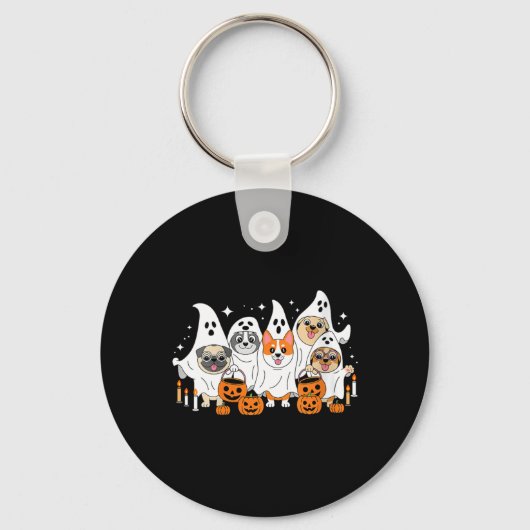 Dames Hond Geest Halloween V-Neck Sleutelhanger (Voorkant)
