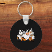 Dames Hond Geest Halloween V-Neck Sleutelhanger (Voorkant)