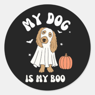Dames Hond Is Boo Voor Halloween Sfeer Zwart En Ronde Sticker