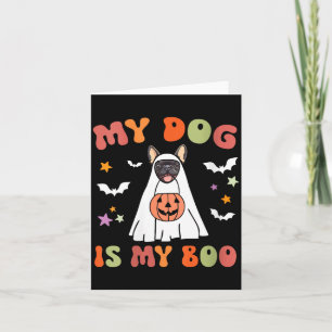Dames Hond Is Boo Zwarte Franse Bulldog Halloween Kaart