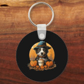 Dames Honden Halloween V-Hals Sleutelhanger (Voorkant)