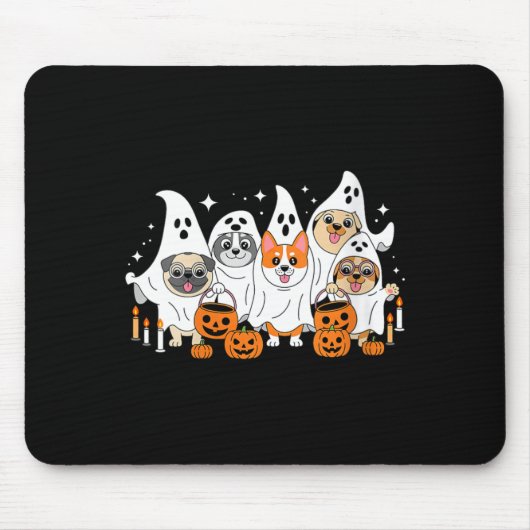 Dames Honden Spoken Halloween V-Neck Muismat (Voorkant)
