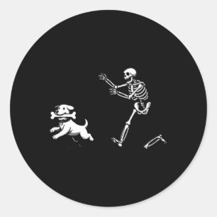 Dames Hondenskelet Halloween V-Nek Ronde Sticker