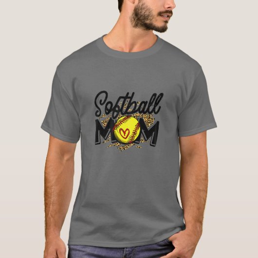 Dames honkbal softbal moeder luipaard T-shirt vrou (Voorkant)