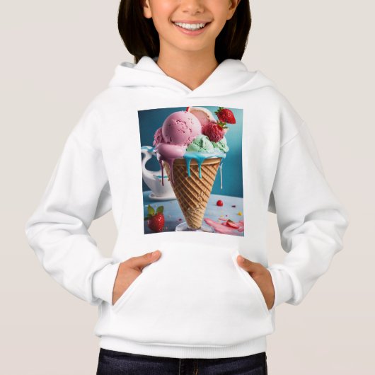Dames Hoodie met Cute Ijsjes Design | Zoet  (Voorkant)