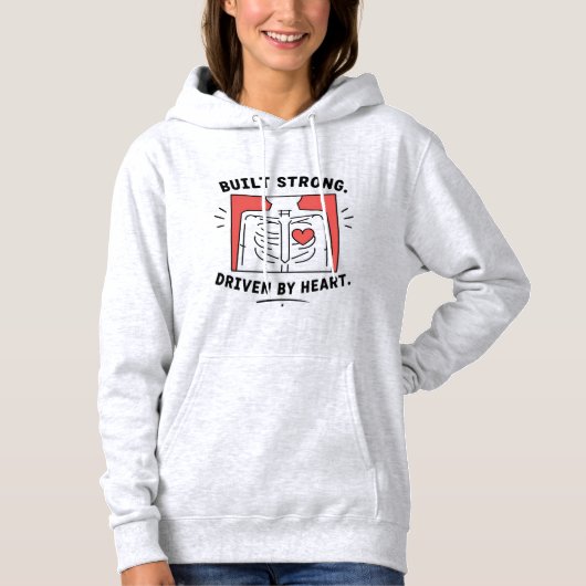 Dames hoodie | Minimalistisch hart- en skeletgrafi (Voorkant)