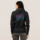 Dames Hoodie Neon Blauw Roze Audio Cassettebandje (Achterkant volledig)