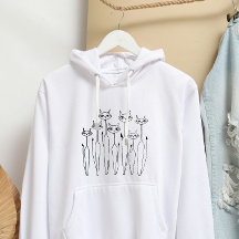 Dames Hoodie (Witte Hand-getrokken Katten)