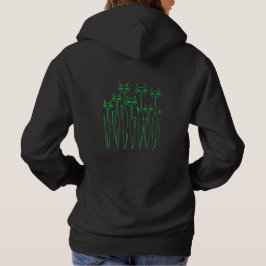 Dames Hoodie (Zwart - Hand getrokken Katten)