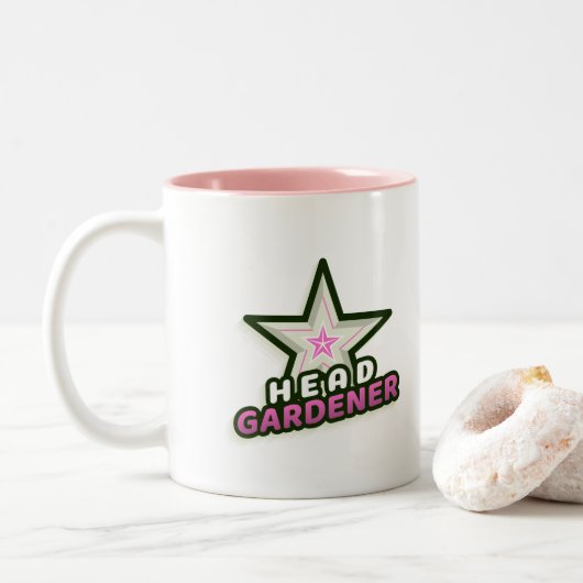 Dames Hoofd Tuinman Koffie Mok - Roze (Met donut)