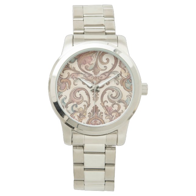 Dames horloge, Classic Elegant, Roos Gold Pattern Horloge (Voorkant)