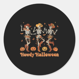 Dames Howdy Halloween Cowboy Cowgirl Skelet Dan Ronde Sticker
