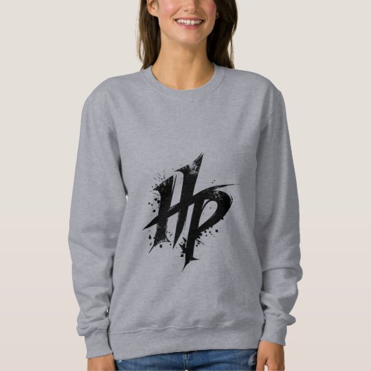 Dames HP-monogram bedrukte grijze sweatshirt (Voorkant)
