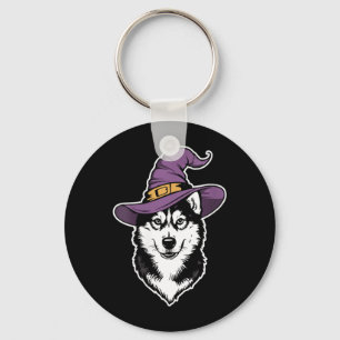 Dames Husky Heks Hond Halloween Sleutelhanger